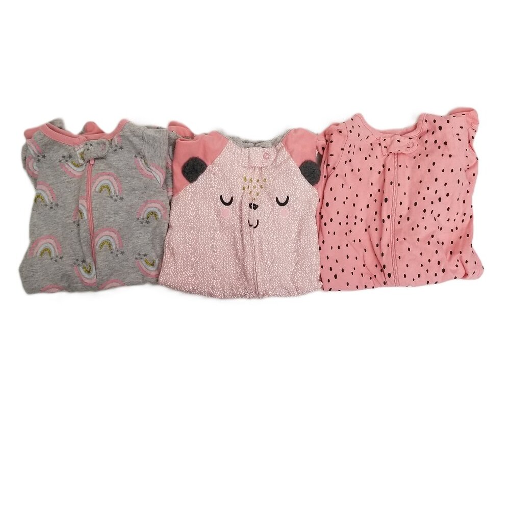 Gerber Newborn Sleeper Bundle 3 Pack NWOT Cotton Rainbow Lamb Pink